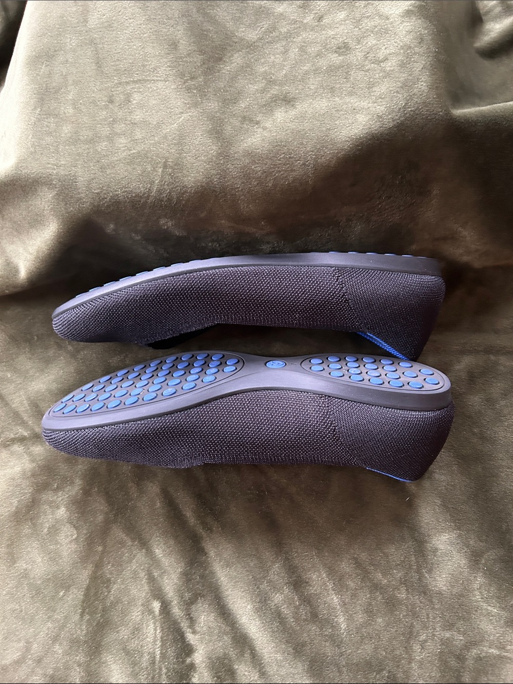 Rothy's black Knit V‑Neck Flats with Blue Trim - Picture 3 of 5